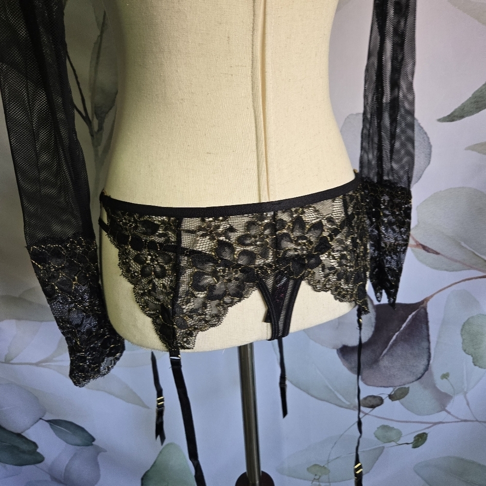 DREAMGIRL | Delicate & Demure Bralette Set in Black sz S - Picture 8 of 12